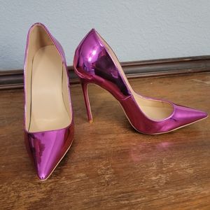 Pink Metallic Heels Size 10